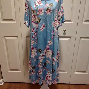 Popyoung Floral Light Blue t-shirt dress
